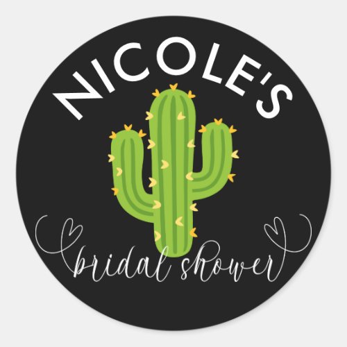 Yellow Heart Cactus Fiesta Love Bridal Shower Classic Round Sticker