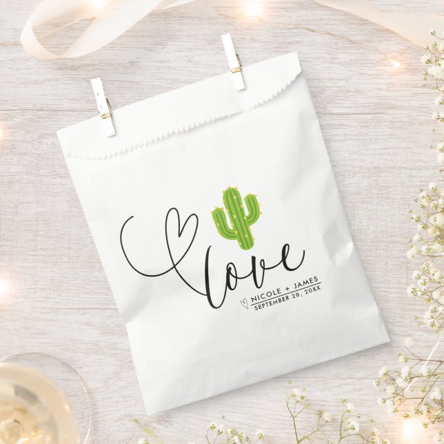Yellow Heart Cactus Fiesta Love Bridal Shower Favor Bag (Clipped)