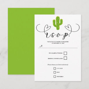 Yellow Heart Cactus Fiesta Love Wedding RSVP Card