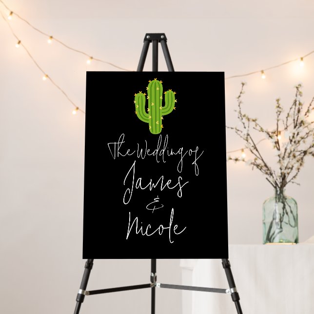 Yellow Heart Cactus Fiesta Love Wedding Welcome Foam Board (In Situ (Stand))