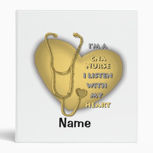 Yellow Heart CNA Nurse custom name binder