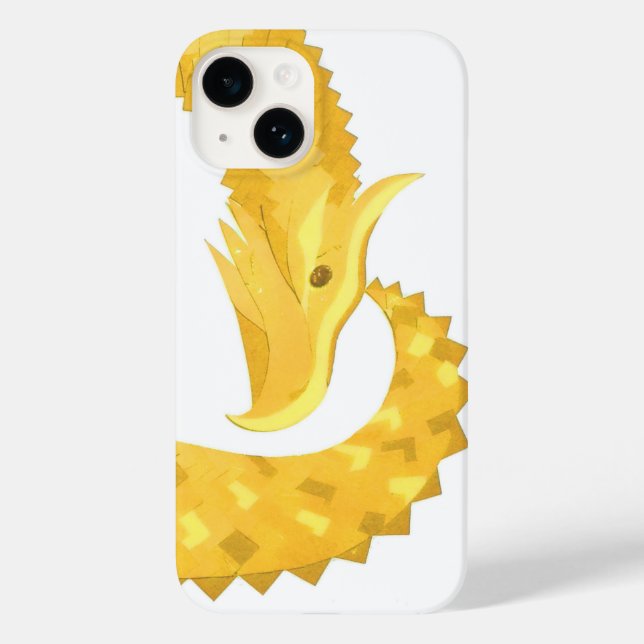Yellow heart dragon on white Case-Mate iPhone case (Back)