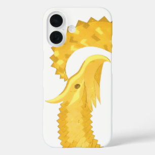 Yellow heart dragon on white iPhone 16 case