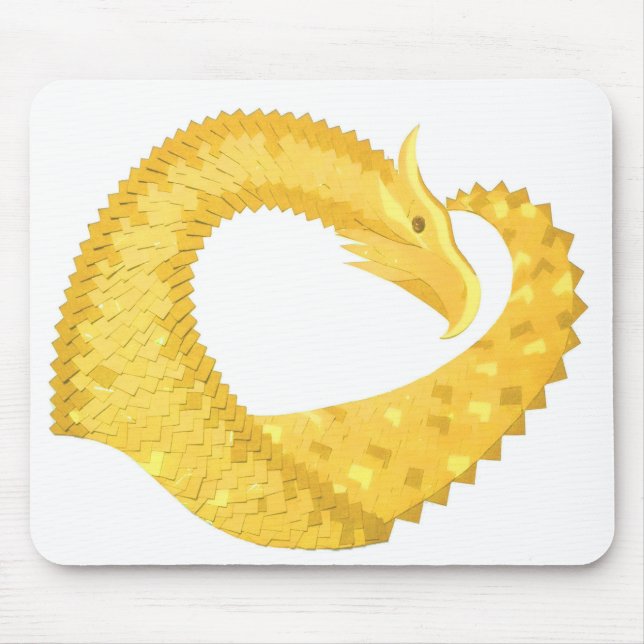 Yellow heart dragon on white mouse pad (Front)