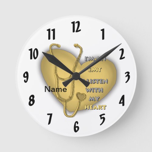 Yellow Heart EMT custom name clock