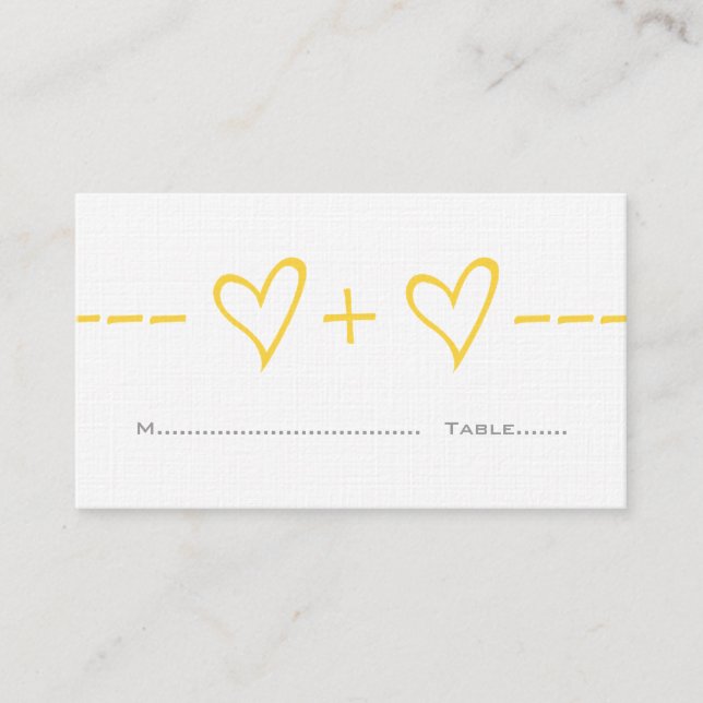 Yellow Heart Equation Place Card (Front)