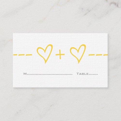 Yellow Heart Equation Place Card