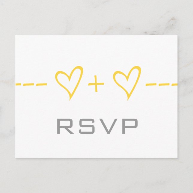 Yellow Heart Equation RSVP Postcard (Front)