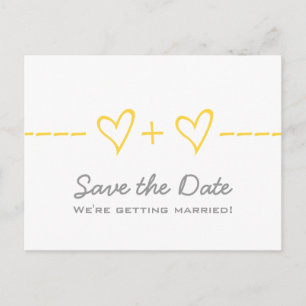 Yellow Heart Equation Save the Date Postcard