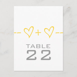 Yellow Heart Equation Table Number Postcard