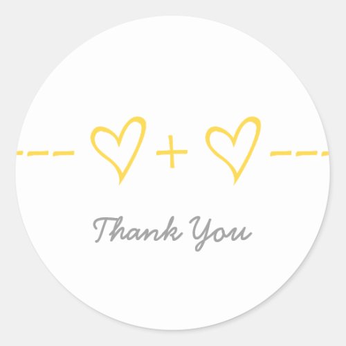 Yellow Heart Equation Thank You Stickers