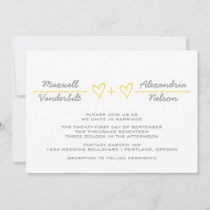 Yellow Heart Equation Wedding Invite