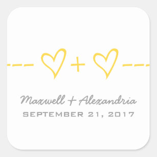 Yellow Heart Equation Wedding Stickers