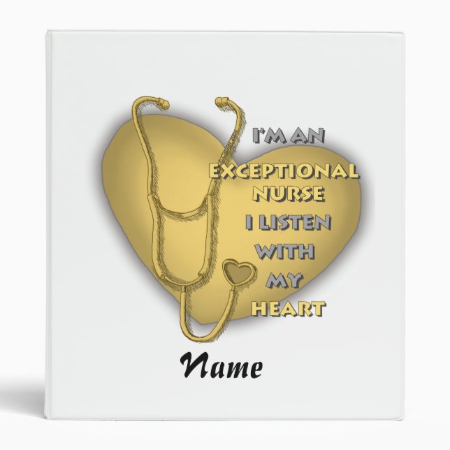 Yellow heart exceptional nurse  3 ring binder (Front)