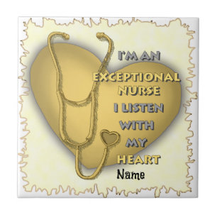Yellow heart exceptional nurse  ceramic tile