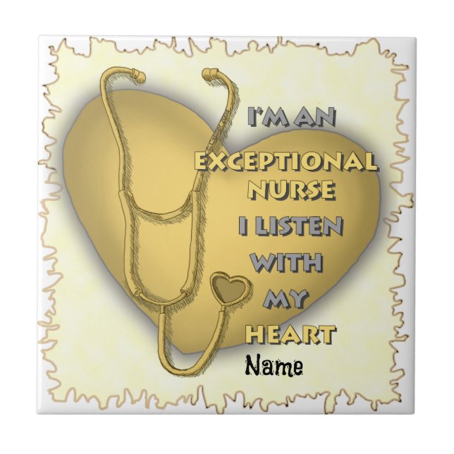 Yellow heart exceptional nurse  ceramic tile (Front)