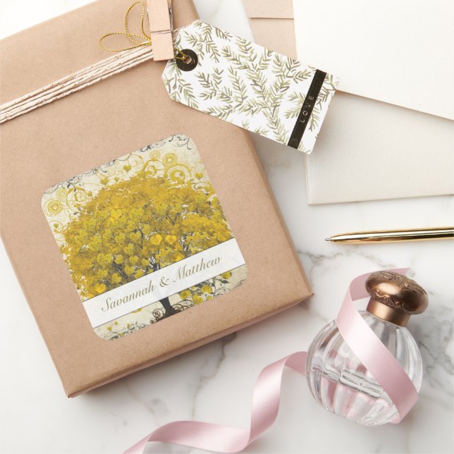 Yellow Heart Leaf Tree Wedding Seal (Gifting)