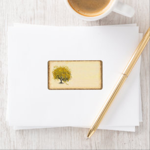 Yellow Heart Leafed Tree Bark Trim Label