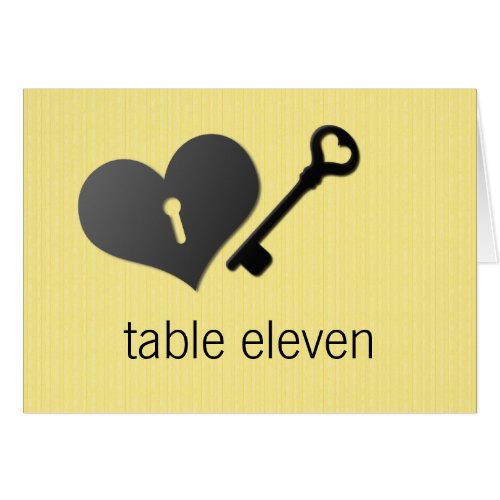 Yellow Heart Lock and Key Table Card