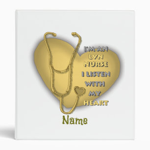 Yellow Heart LVN Nurse 3 Ring Binder