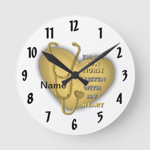 Yellow Heart LVN Nurse custom name clock