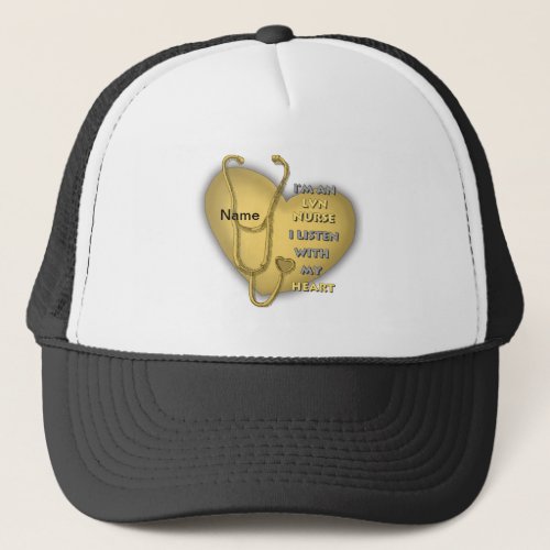 Yellow Heart LVN Nurse custom name hat