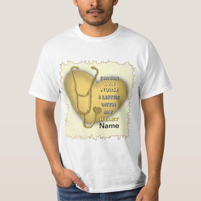 Yellow Heart LVN Nurse T-Shirt (Front)