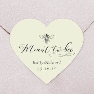 Yellow Heart Meant to Bee Wedding Honey Jar Favor Sticker