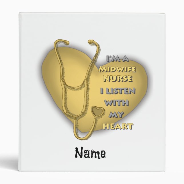 Yellow Heart Midwife Nurse 3 Ring Binder (Front)