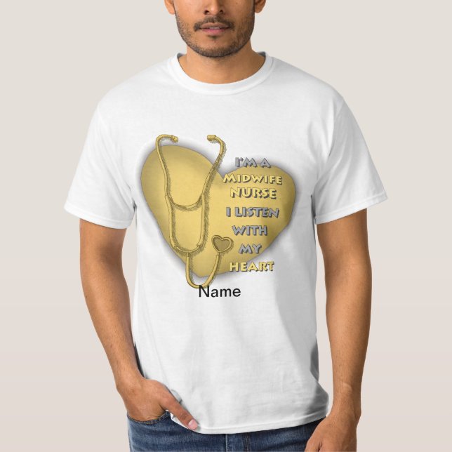 Yellow Heart Midwife Nurse T-Shirt (Front)