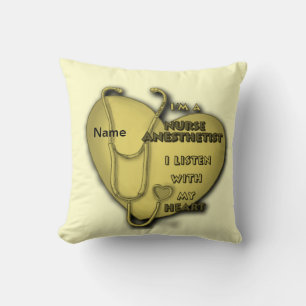 Yellow Heart Nurse Anesthetist Throw Pillow