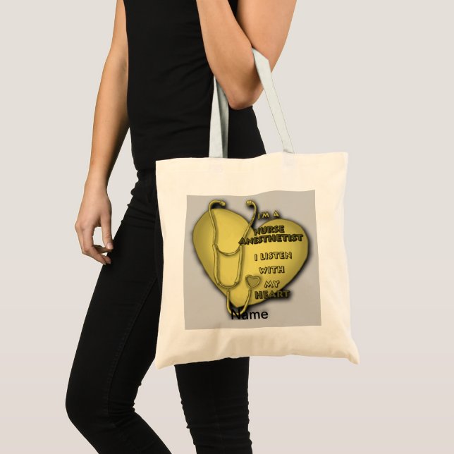 Yellow Heart Nurse Anesthetist Tote Bag (Front (Product))