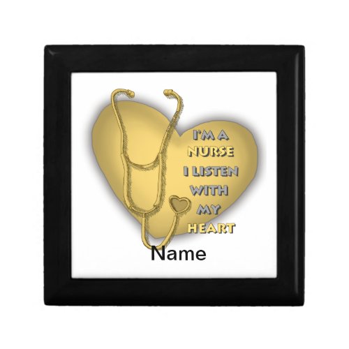 Yellow Heart Nurse custom name Gift Box