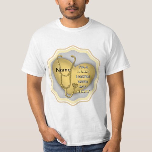 Yellow Heart Nurse custom name T_Shirt