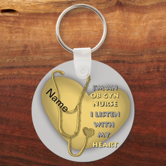 Yellow Heart ObGyn Nurse Keychain (Front)