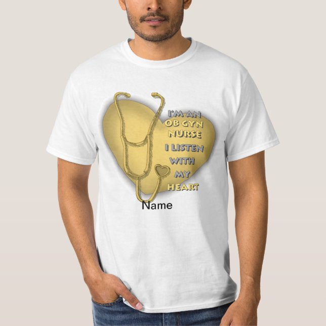 Yellow Heart ObGyn Nurse T-Shirt (Front)