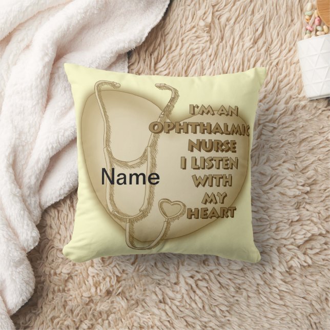 Yellow Heart Ophthalmic Nurse Throw Pillow (Blanket)