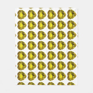 Yellow Heart Pattern Fleece Blanket