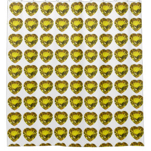Yellow Heart Pattern Shower Curtain