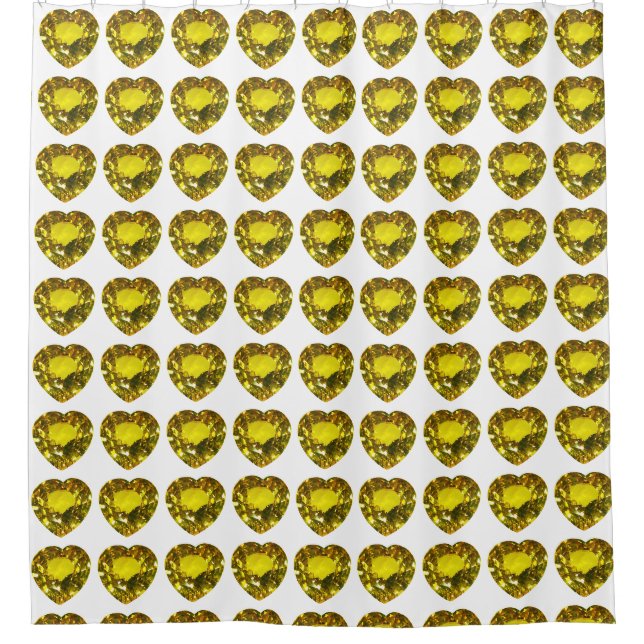 Yellow Heart Pattern Shower Curtain (Front)