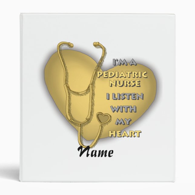 Yellow Heart Pediatric Nurse 3 Ring Binder (Front)
