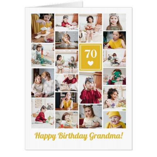 Yellow Heart Photo Collage Birthday Grandma Big Card