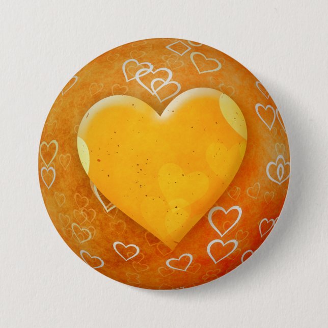 Yellow Heart Pinback Button (Front)