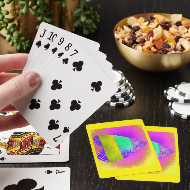 Yellow Heart Psychodelic Poker Cards (In Situ)