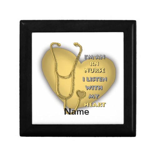 Yellow Heart RN Nurse custom name Gift Box