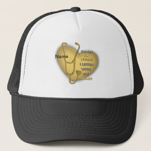 Yellow Heart RN Nurse custom name hat