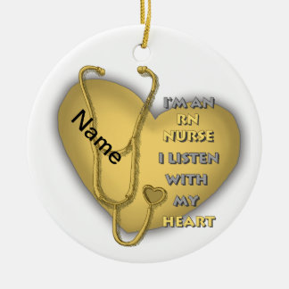 Yellow Heart RN Registered Nurse Ceramic Ornament