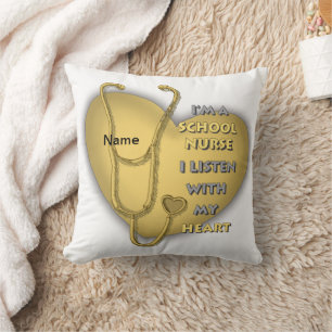 Yellow Heart School Nurse Throw Pillow