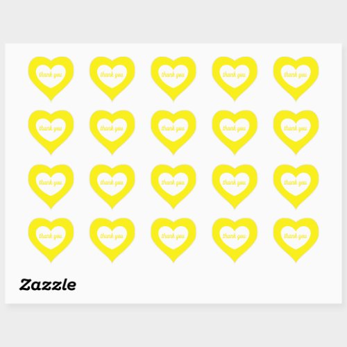 yellow heart stickers sheet of 20 by dalDesignNZ