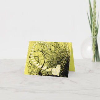 Yellow Heart Swirls Holiday Card